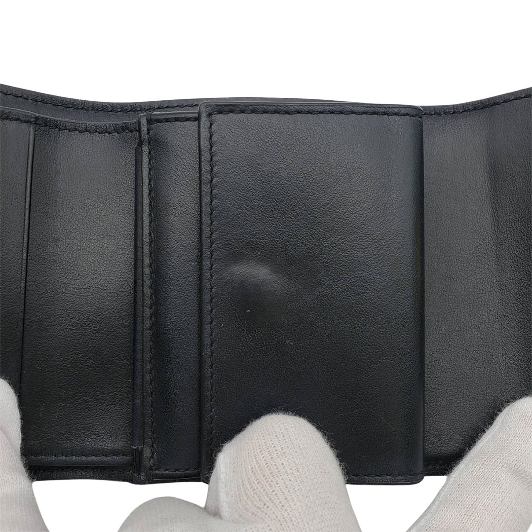 CELINE セリーヌ 二つ折り財布 トリオンフ ブラック レザー レディース 【中古】