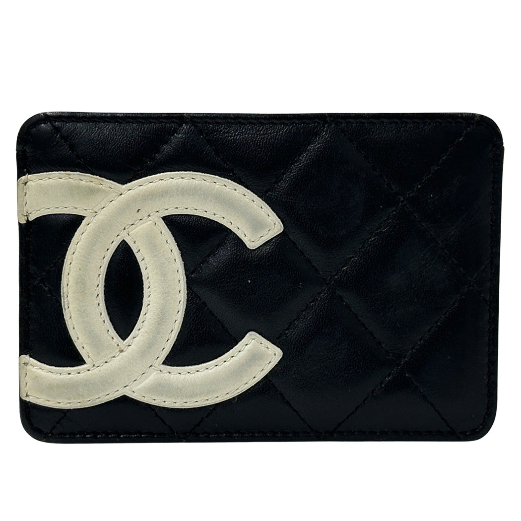 CHANEL シャネル カードケース カンボンライン ブラック ホワイト レザー レディース 【中古】
