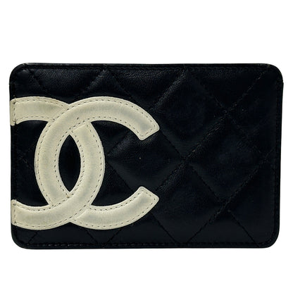 CHANEL シャネル カードケース カンボンライン ブラック ホワイト レザー レディース 【中古】