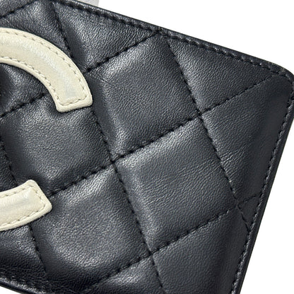 CHANEL シャネル カードケース カンボンライン ブラック ホワイト レザー レディース 【中古】