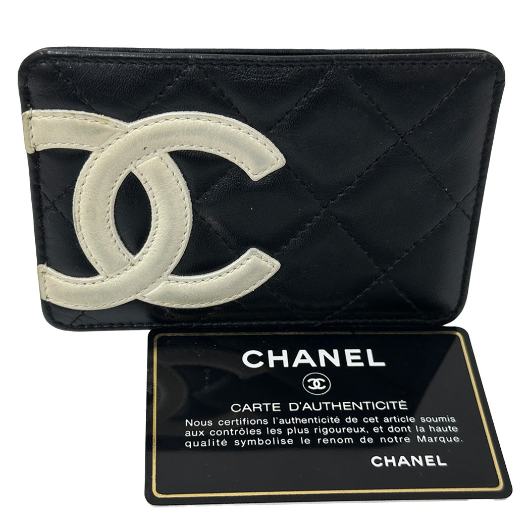 CHANEL シャネル カードケース カンボンライン ブラック ホワイト レザー レディース 【中古】