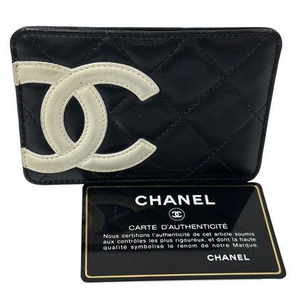 CHANEL シャネル カードケース カンボンライン ブラック ホワイト レザー レディース 【中古】