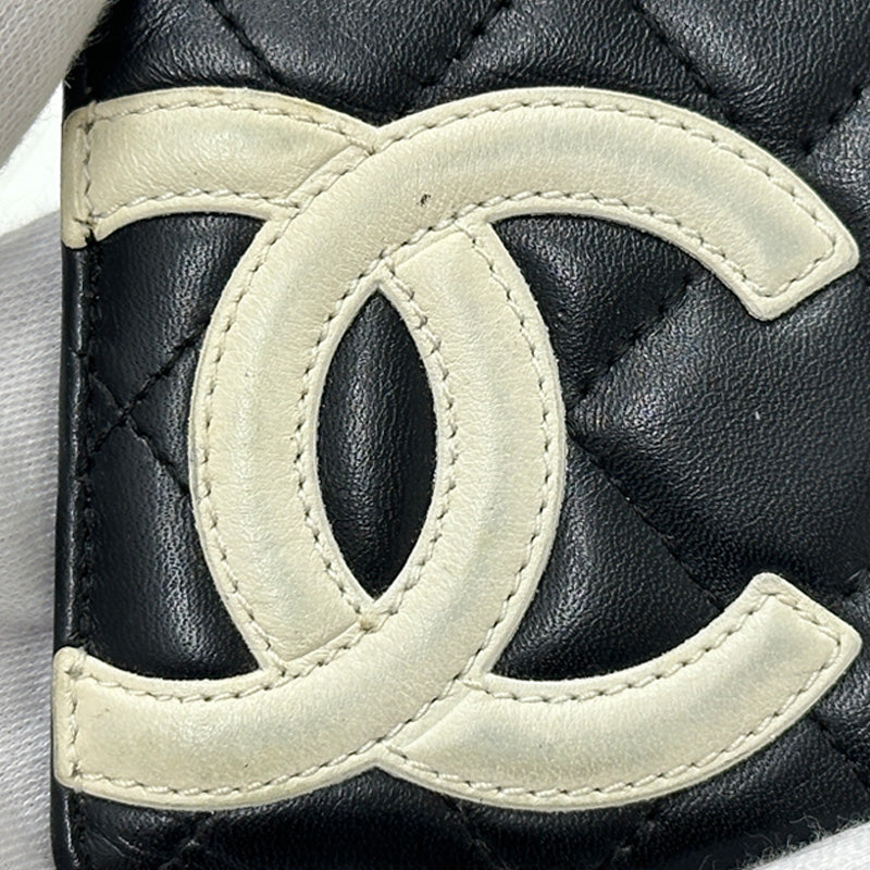 CHANEL シャネル カードケース カンボンライン ブラック ホワイト レザー レディース 【中古】