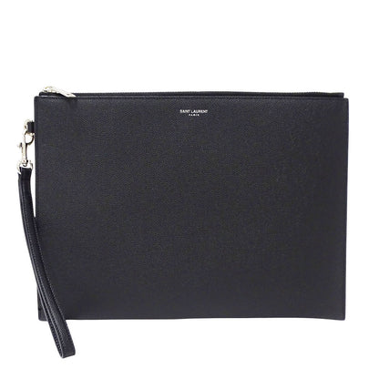 SAINT LAURENT サンローラン パリ ジップタブレットホルダー クラッチ・セカンドバッグ ブラック 683865 レザー メンズ 【中古】