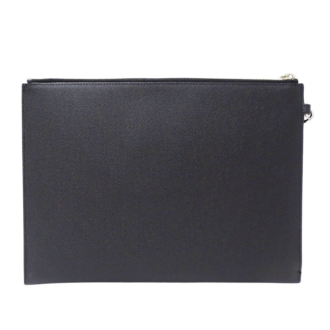 SAINT LAURENT サンローラン パリ ジップタブレットホルダー クラッチ・セカンドバッグ ブラック 683865 レザー メンズ 【中古】