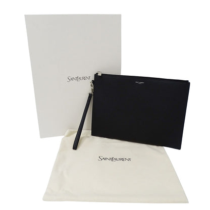 SAINT LAURENT サンローラン パリ ジップタブレットホルダー クラッチ・セカンドバッグ ブラック 683865 レザー メンズ 【中古】