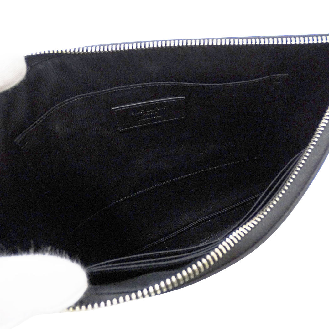 SAINT LAURENT サンローラン パリ ジップタブレットホルダー クラッチ・セカンドバッグ ブラック 683865 レザー メンズ 【中古】