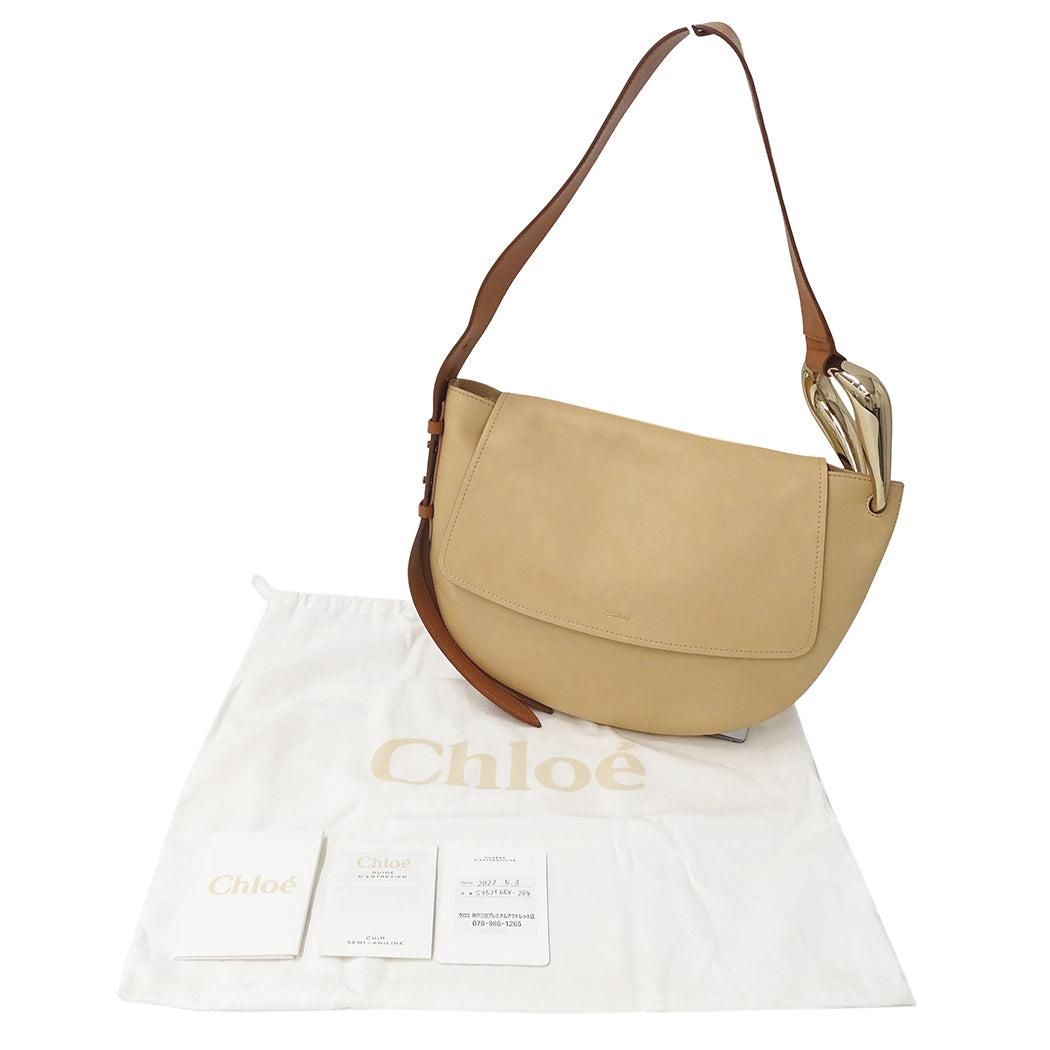 Chloe クロエ ショルダーバッグ キス ホーボーバッグ ベージュ レザー レディース 【中古】