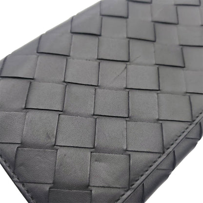 BOTTEGAVENETA ボッテガ・ヴェネタ 長財布 イントレチャート ブラック グリーン レザー メンズ 【中古】
