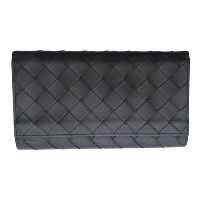 BOTTEGAVENETA ボッテガ・ヴェネタ 長財布 イントレチャート ブラック グリーン レザー メンズ 【中古】