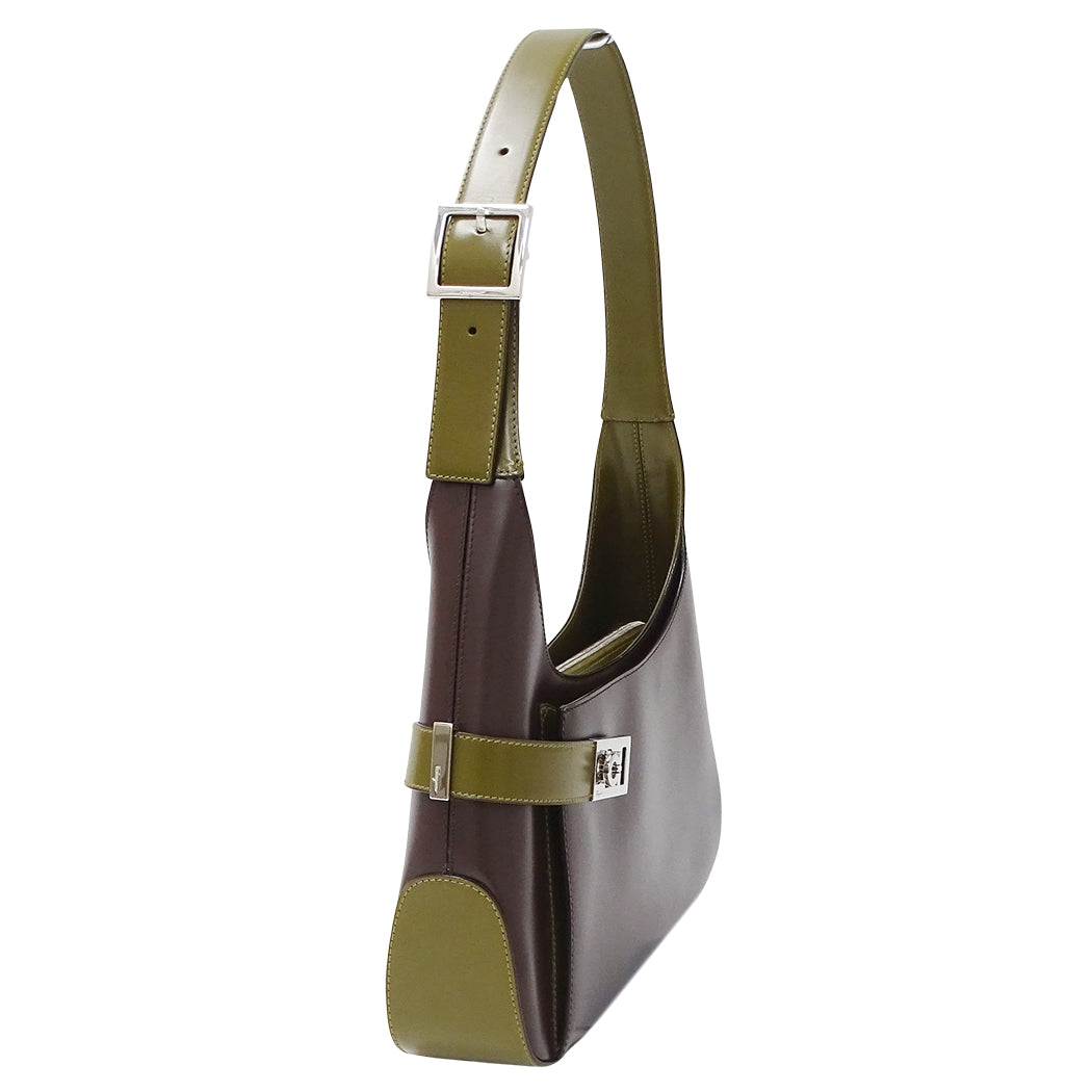Ferragamo フェラガモ ショルダーバッグ ブラウン カーキ レザー レディース 【中古】
