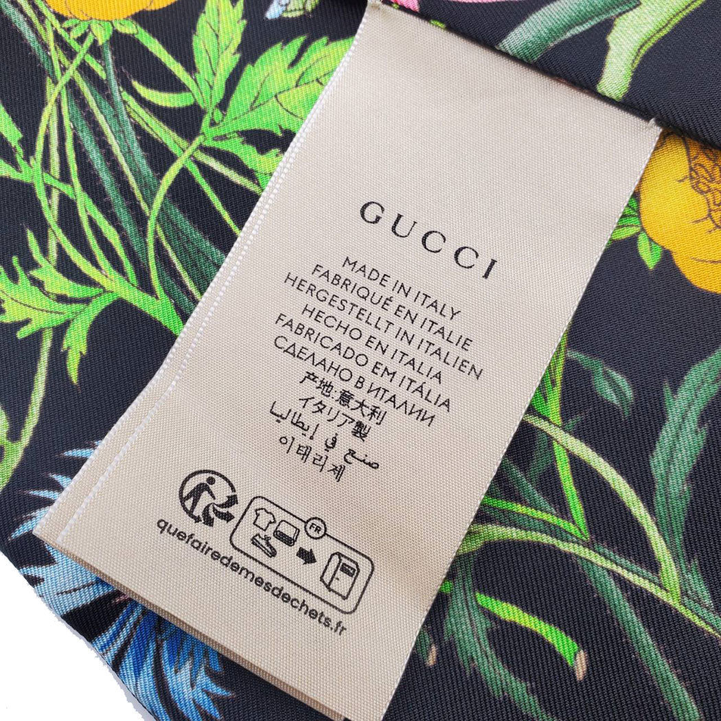 GUCCI グッチ フローラ スカーフ ブラック 733434 シルク レディース メンズ 【中古】