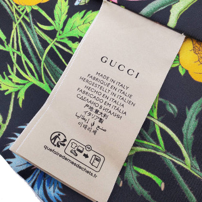 GUCCI グッチ フローラ スカーフ ブラック 733434 シルク レディース メンズ 【中古】