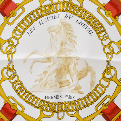 HERMES エルメス カレ90 LES ALLURES DU CHEVAL 馬の歩法 スカーフ ブラウン シルク レディース 【中古】