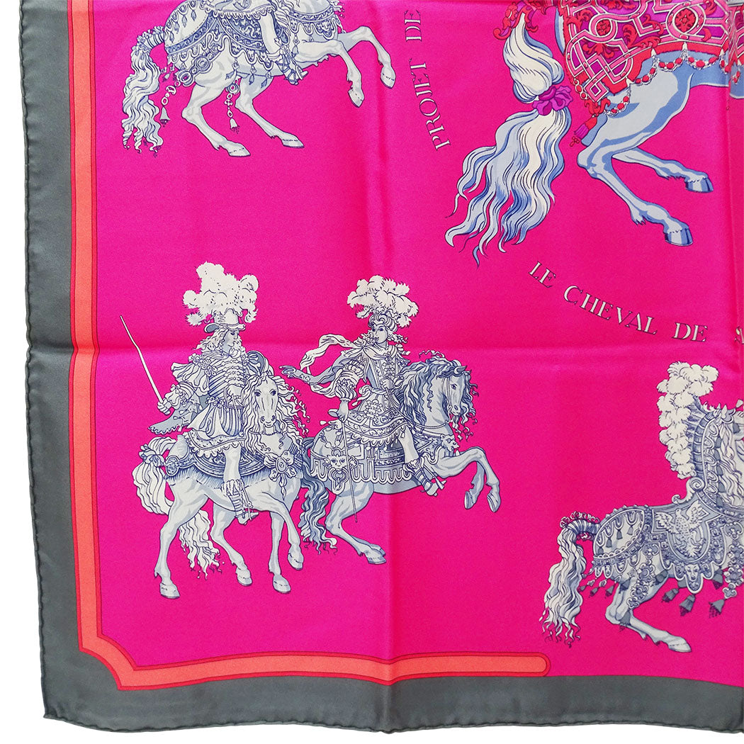 HERMES エルメス カレ90 CARROUSEL メリーゴーランド スカーフ ピンク シルク レディース 【中古】