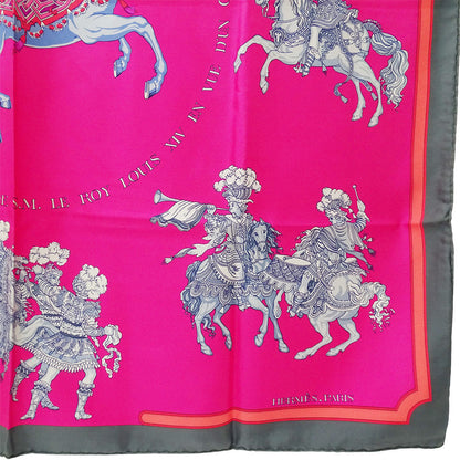 HERMES エルメス カレ90 CARROUSEL メリーゴーランド スカーフ ピンク シルク レディース 【中古】