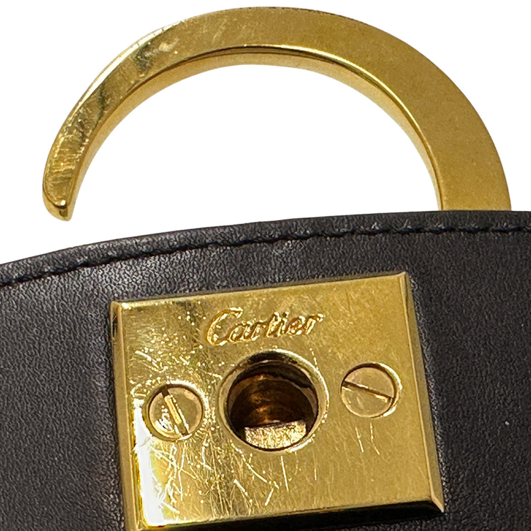 Cartier カルティエ パンテール ハンドバッグ ブラック ゴールド金具 レザー レディース おしゃれ 大人 おでかけ 豹【中古】