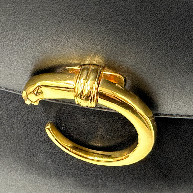 Cartier カルティエ パンテール ハンドバッグ ブラック ゴールド金具 レザー レディース おしゃれ 大人 おでかけ 豹【中古】