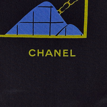 CHANEL シャネル スカーフ マドモアゼル マトラッセ ネイビー ブルー シルク レディース 【中古】