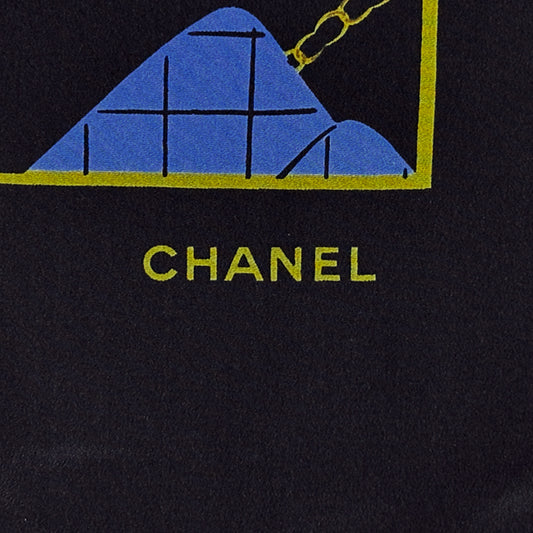 CHANEL シャネル スカーフ マドモアゼル マトラッセ ネイビー ブルー シルク レディース 【中古】