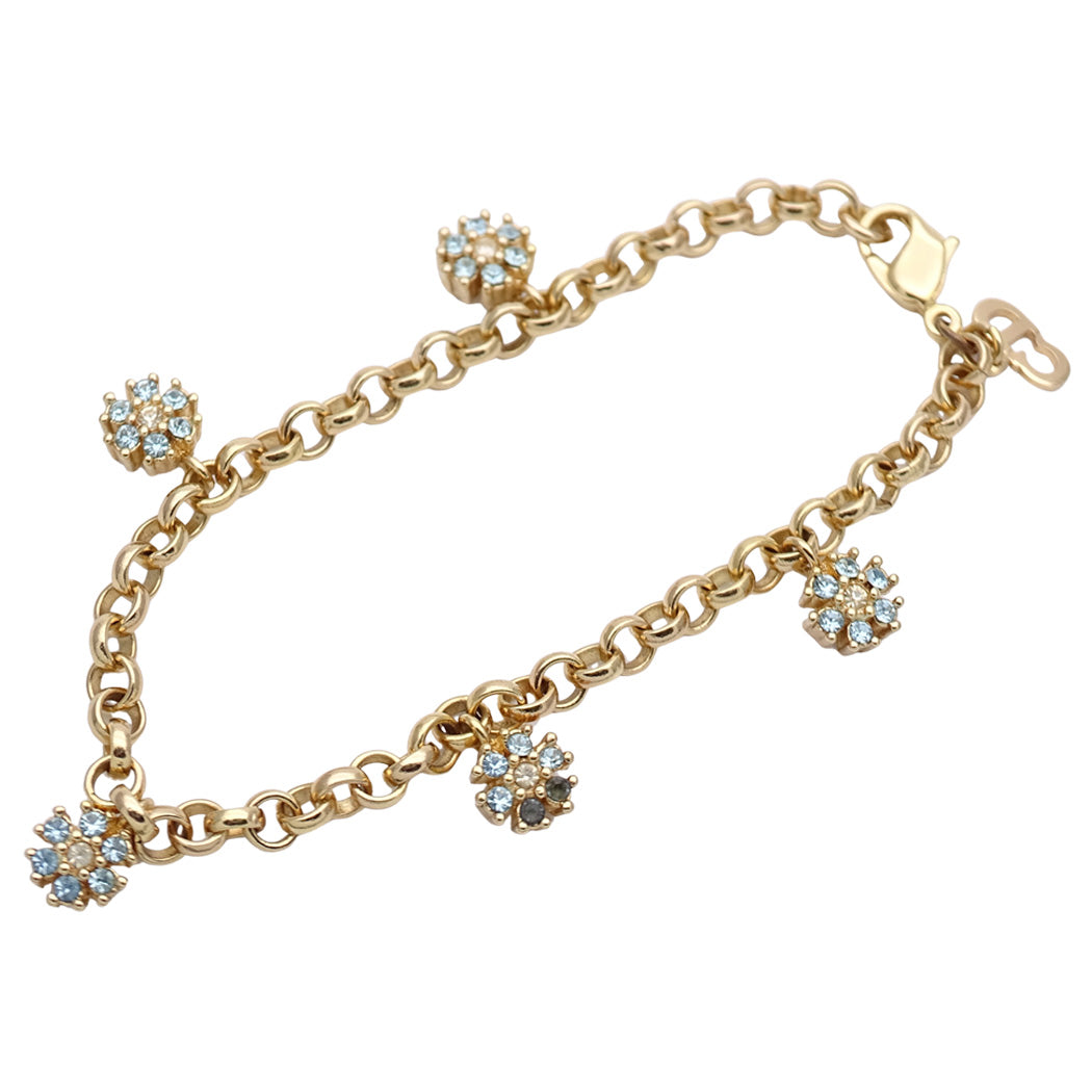 Dior ディオール フラワー ブレスレット ゴールド ライトブルー レディース 【中古】