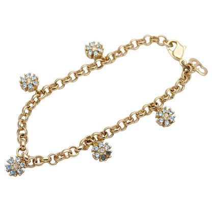 Dior ディオール フラワー ブレスレット ゴールド ライトブルー レディース 【中古】