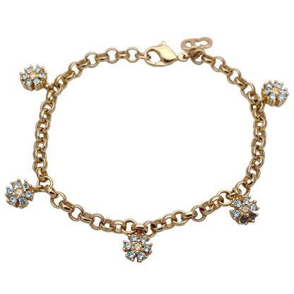 Dior ディオール フラワー ブレスレット ゴールド ライトブルー レディース 【中古】