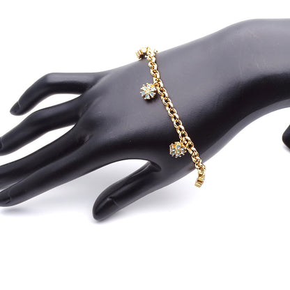 Dior ディオール フラワー ブレスレット ゴールド ライトブルー レディース 【中古】