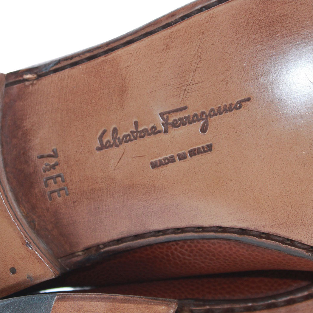 Ferragamo フェラガモ ヴァラ ローファー ブラウン ゴールド金具 レザー メンズ 【中古】