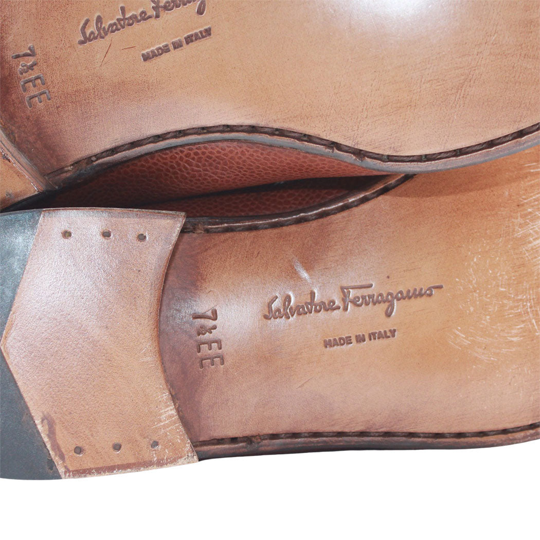 Ferragamo フェラガモ ヴァラ ローファー ブラウン ゴールド金具 レザー メンズ 【中古】