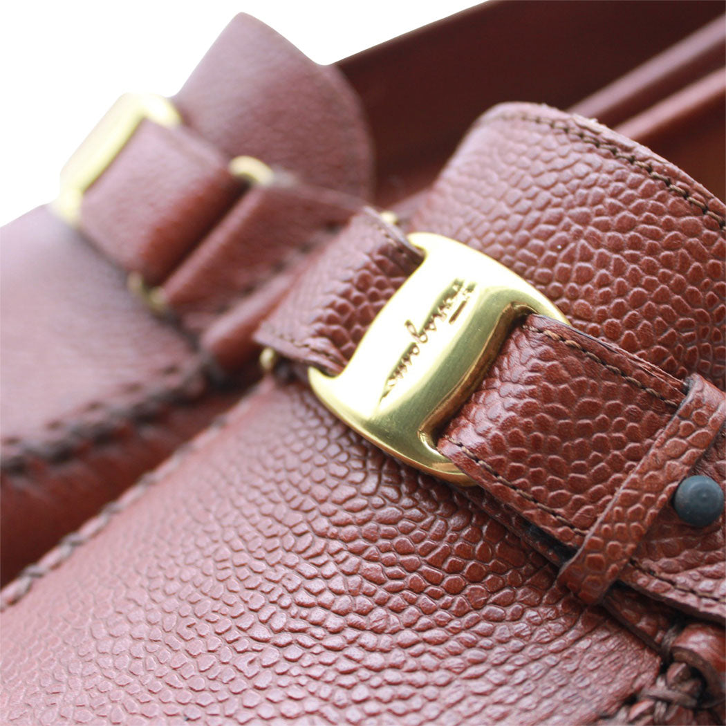 Ferragamo フェラガモ ヴァラ ローファー ブラウン ゴールド金具 レザー メンズ 【中古】