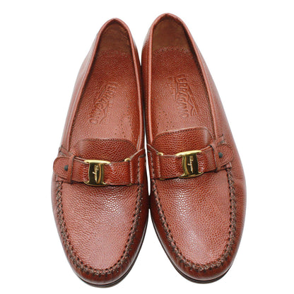 Ferragamo フェラガモ ヴァラ ローファー ブラウン ゴールド金具 レザー メンズ 【中古】