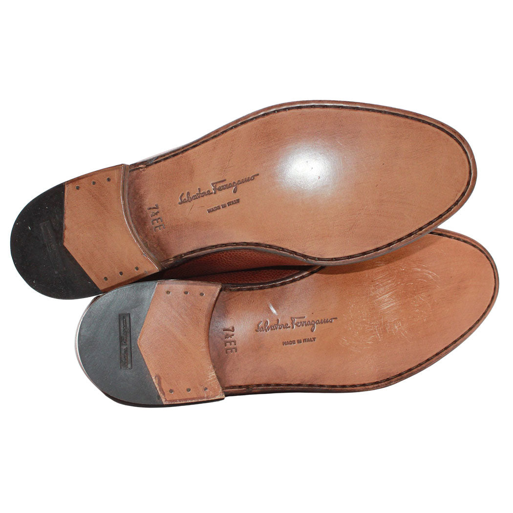 Ferragamo フェラガモ ヴァラ ローファー ブラウン ゴールド金具 レザー メンズ 【中古】