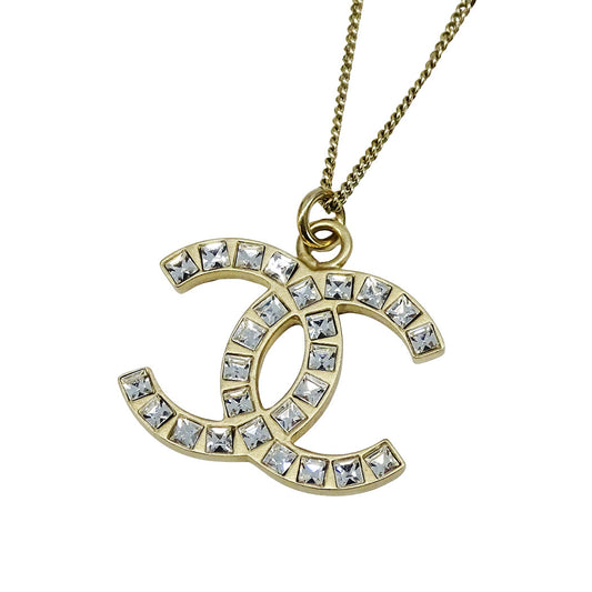 CHANEL シャネル ネックレス ラインストーン ゴールド レディース B12A刻印【中古】