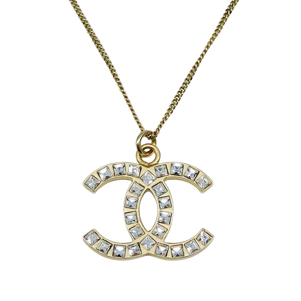 CHANEL シャネル ネックレス ラインストーン ゴールド レディース B12A刻印【中古】