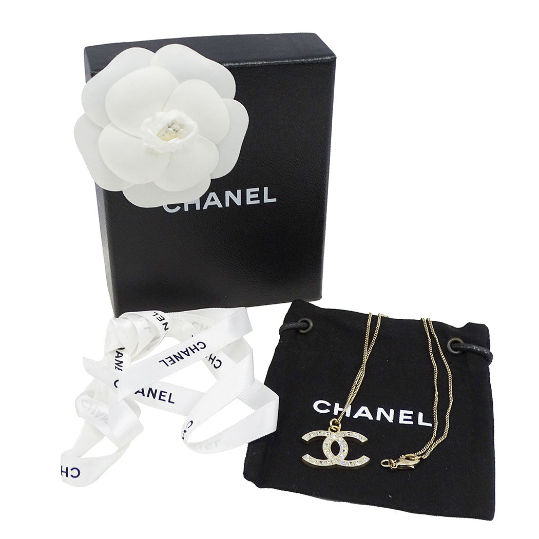 CHANEL シャネル ネックレス ラインストーン ゴールド レディース B12A刻印【中古】