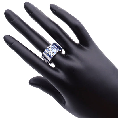 Dior ディオール リング 指輪 トロッター No.2 メタル ブルー シルバー 約14.5号 レディース メンズ 【中古】