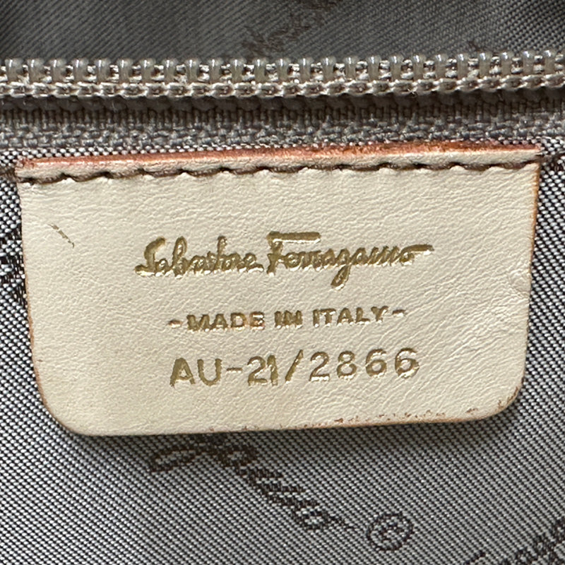 Ferragamo フェラガモ トートバッグ ベージュ オレンジ AU-21/2866 キャンバス レディース 【中古】