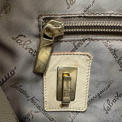 Ferragamo フェラガモ トートバッグ ベージュ オレンジ AU-21/2866 キャンバス レディース 【中古】