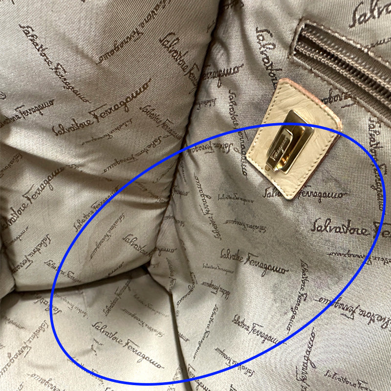 Ferragamo フェラガモ トートバッグ ベージュ オレンジ AU-21/2866 キャンバス レディース 【中古】