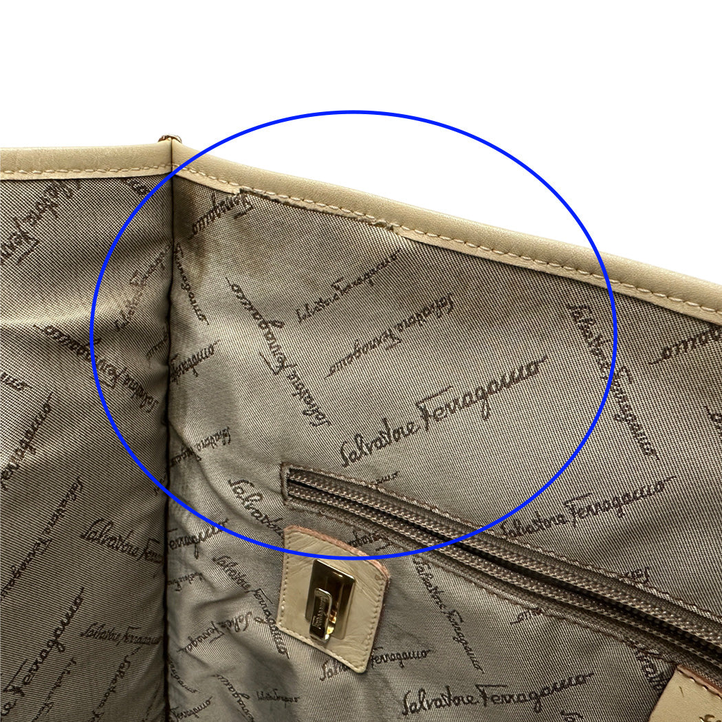 Ferragamo フェラガモ トートバッグ ベージュ オレンジ AU-21/2866 キャンバス レディース 【中古】