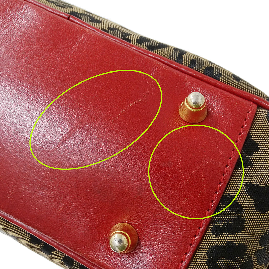FENDI フェンディ 2wayバッグ レッド ブラウン キャンバス レディース 【中古】