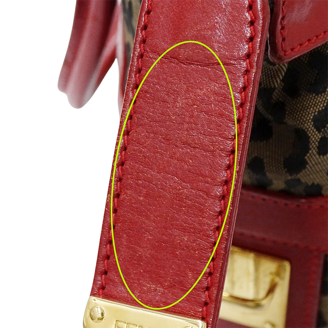 FENDI フェンディ 2wayバッグ レッド ブラウン キャンバス レディース 【中古】