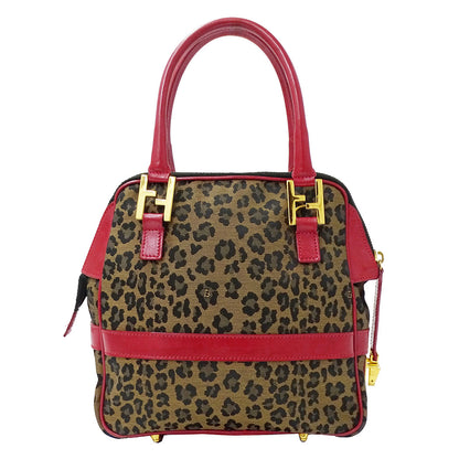 FENDI フェンディ 2wayバッグ レッド ブラウン キャンバス レディース 【中古】