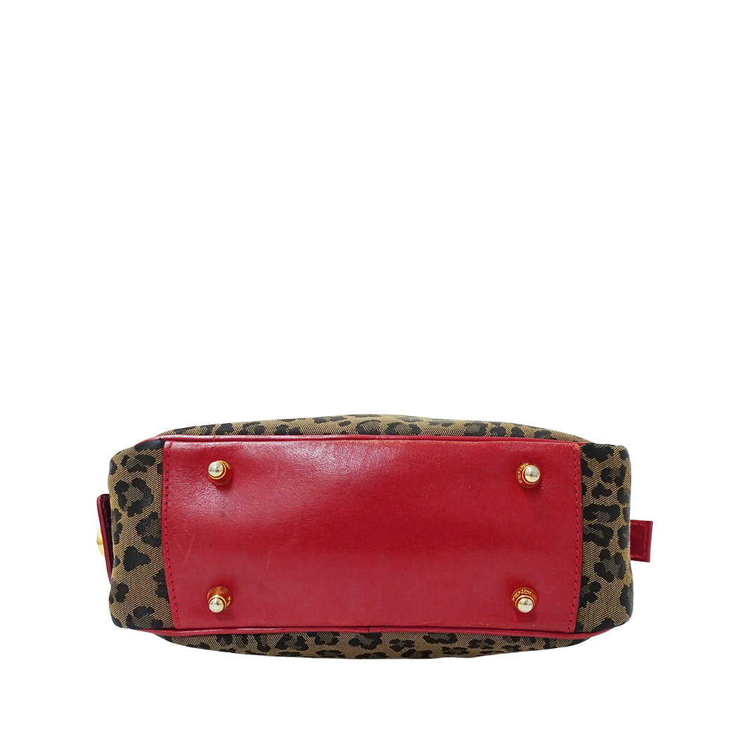 FENDI フェンディ 2wayバッグ レッド ブラウン キャンバス レディース 【中古】