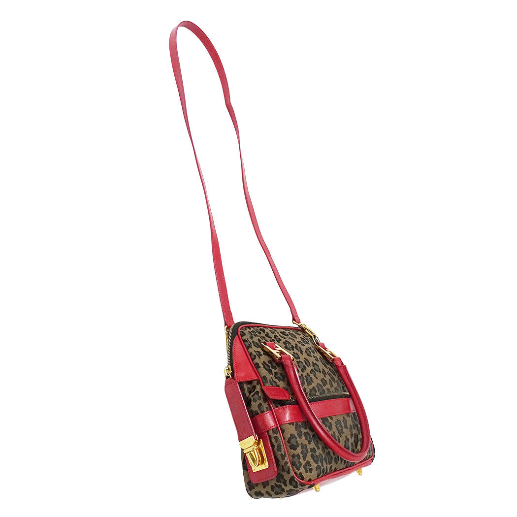 FENDI フェンディ 2wayバッグ レッド ブラウン キャンバス レディース 【中古】