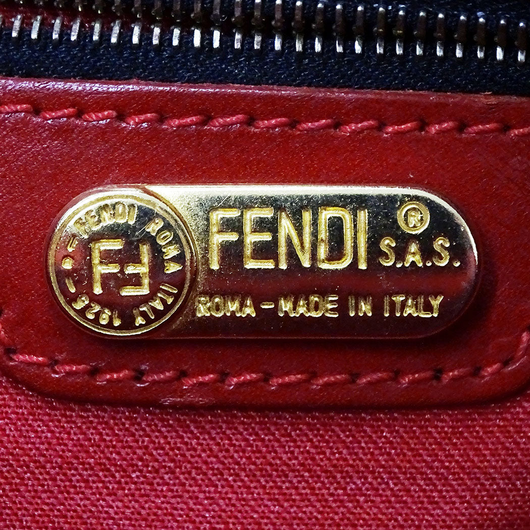 FENDI フェンディ 2wayバッグ レッド ブラウン キャンバス レディース 【中古】