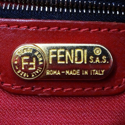 FENDI フェンディ 2wayバッグ レッド ブラウン キャンバス レディース 【中古】