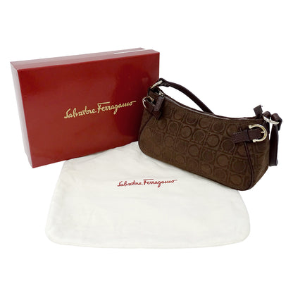 Ferragamo フェラガモ ハンドバッグ ガンチーニ ブラウン AU 21 4435 スエード レディース 【中古】