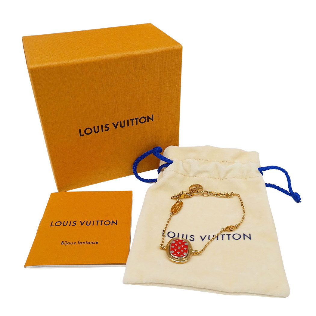 LOUIS VUITTON ルイ・ヴィトン ブラスレ・レイディ ラッキー ブレスレット GP ゴールド レッド レディース M64761 【中古】